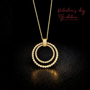 Cadena doble circulo con piedras